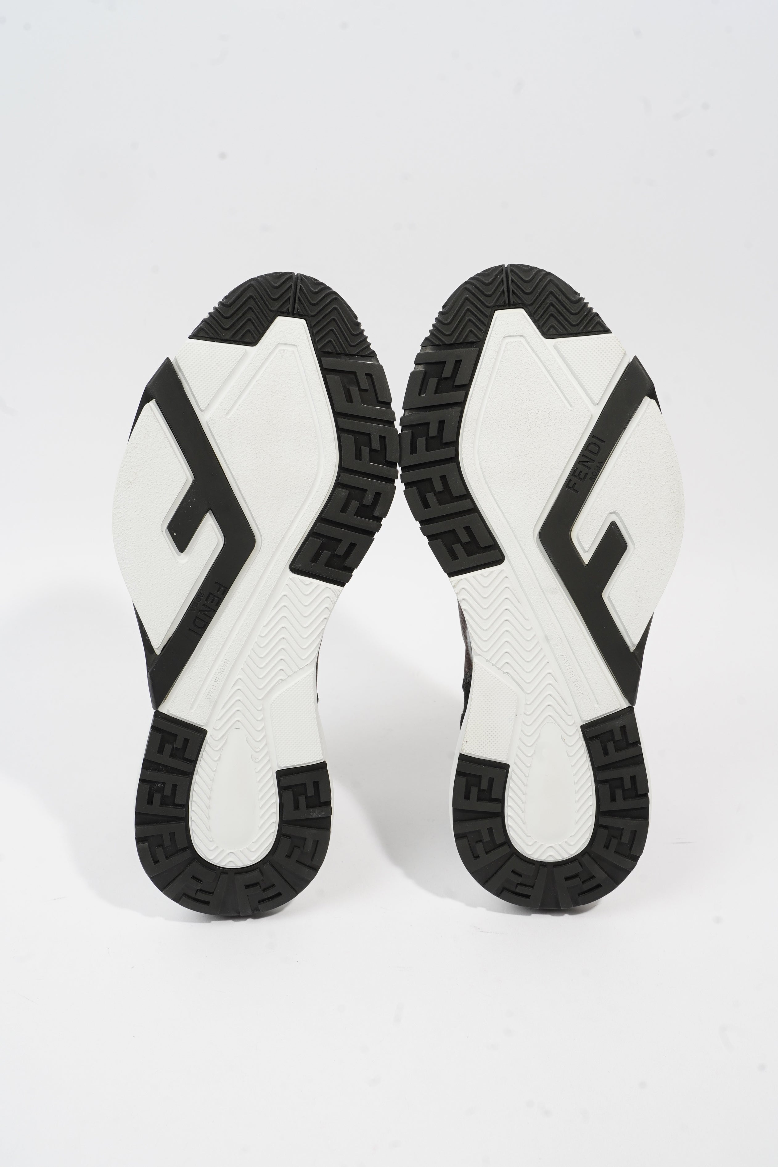 Fendi Flow Sneakers Black / Brown / White Nylon EU 41 UK 7