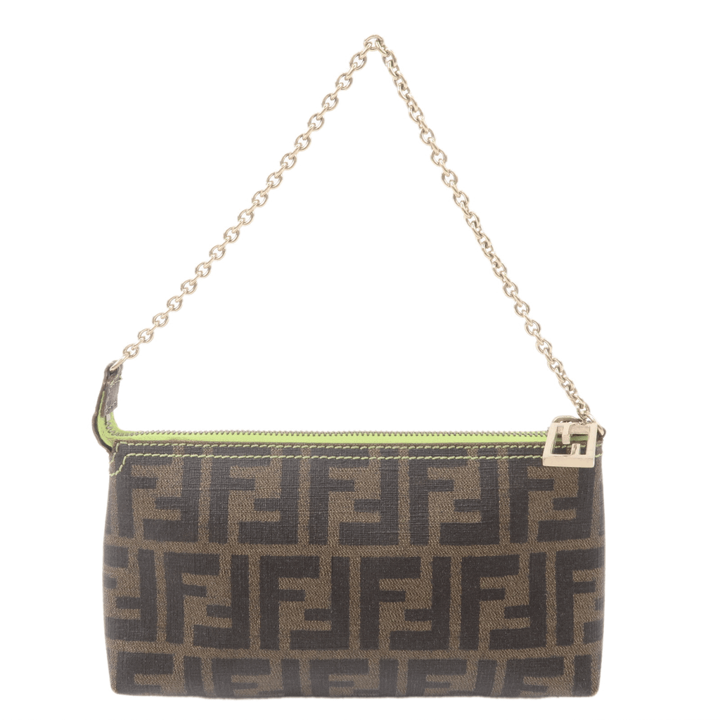 FENDI Zucca Print PVC Accessory Pouch Bag Khaki Green 8BR592