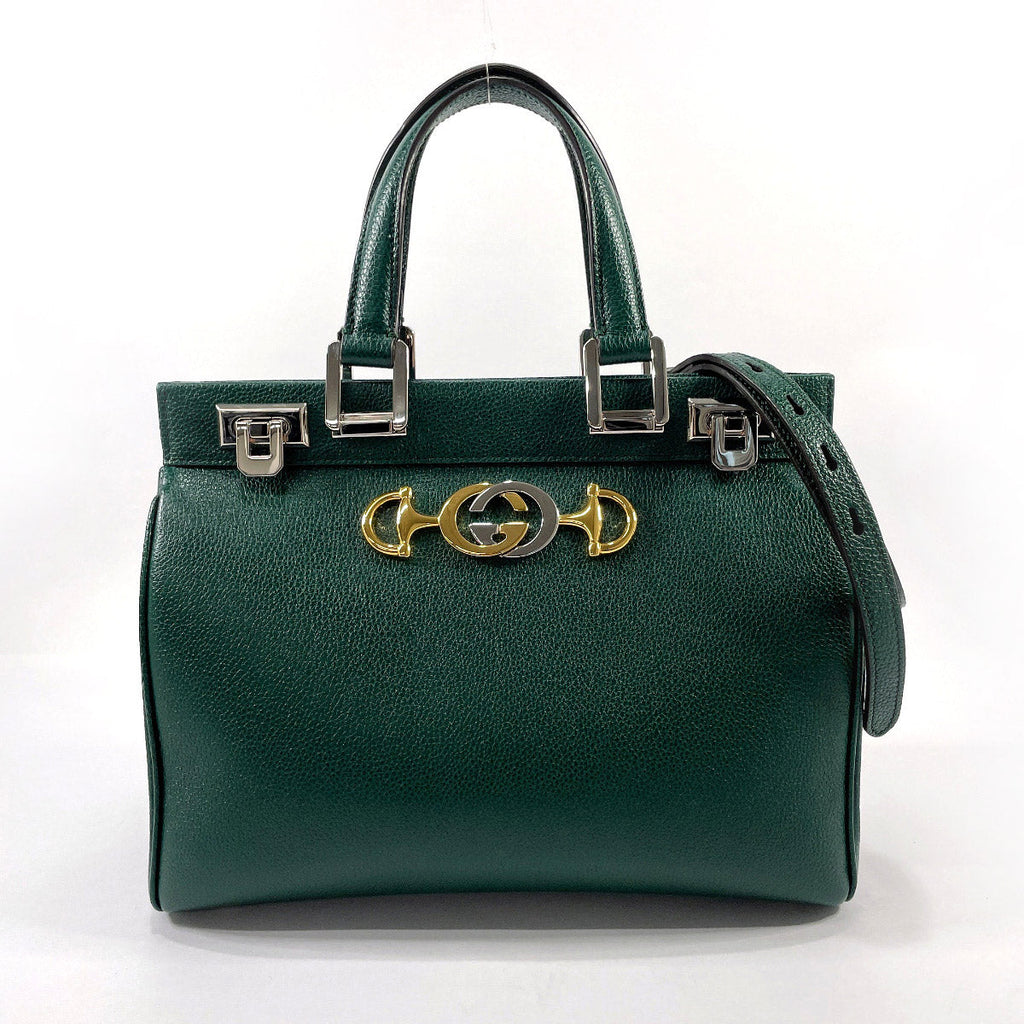 GUCCI Handbag 569712 Zumi Small leather green Women Used