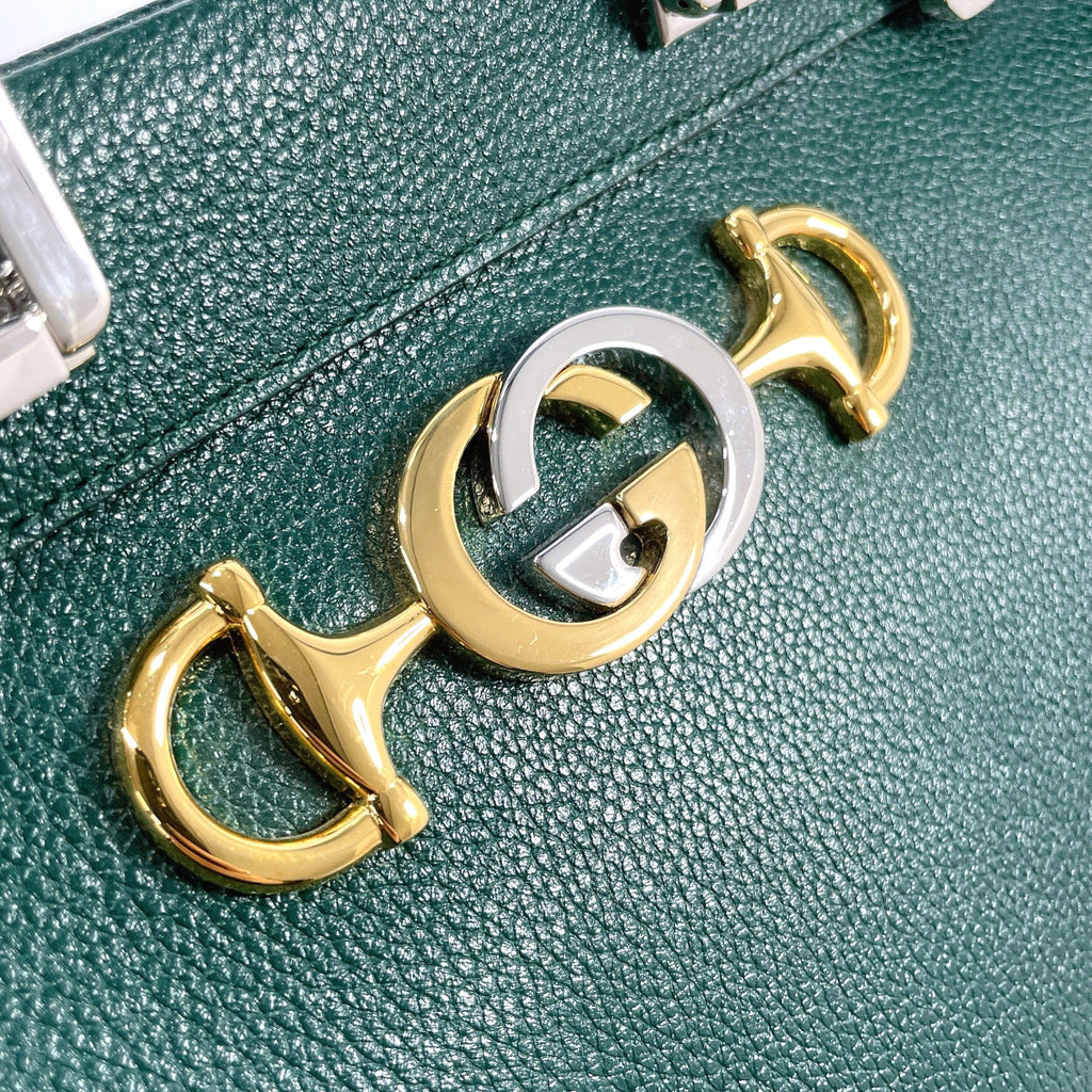 GUCCI Handbag 569712 Zumi Small leather green Women Used
