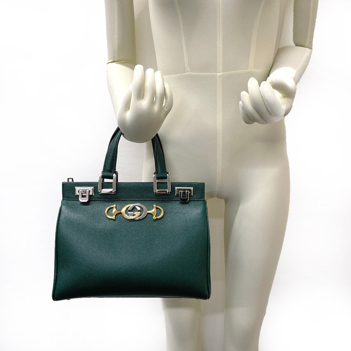 GUCCI Handbag 569712 Zumi Small leather green Women Used