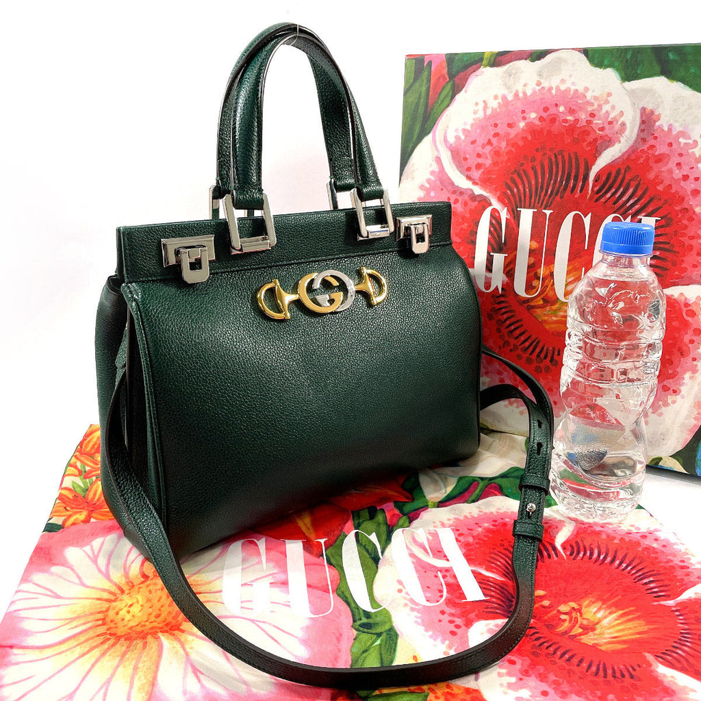 GUCCI Handbag 569712 Zumi Small leather green Women Used