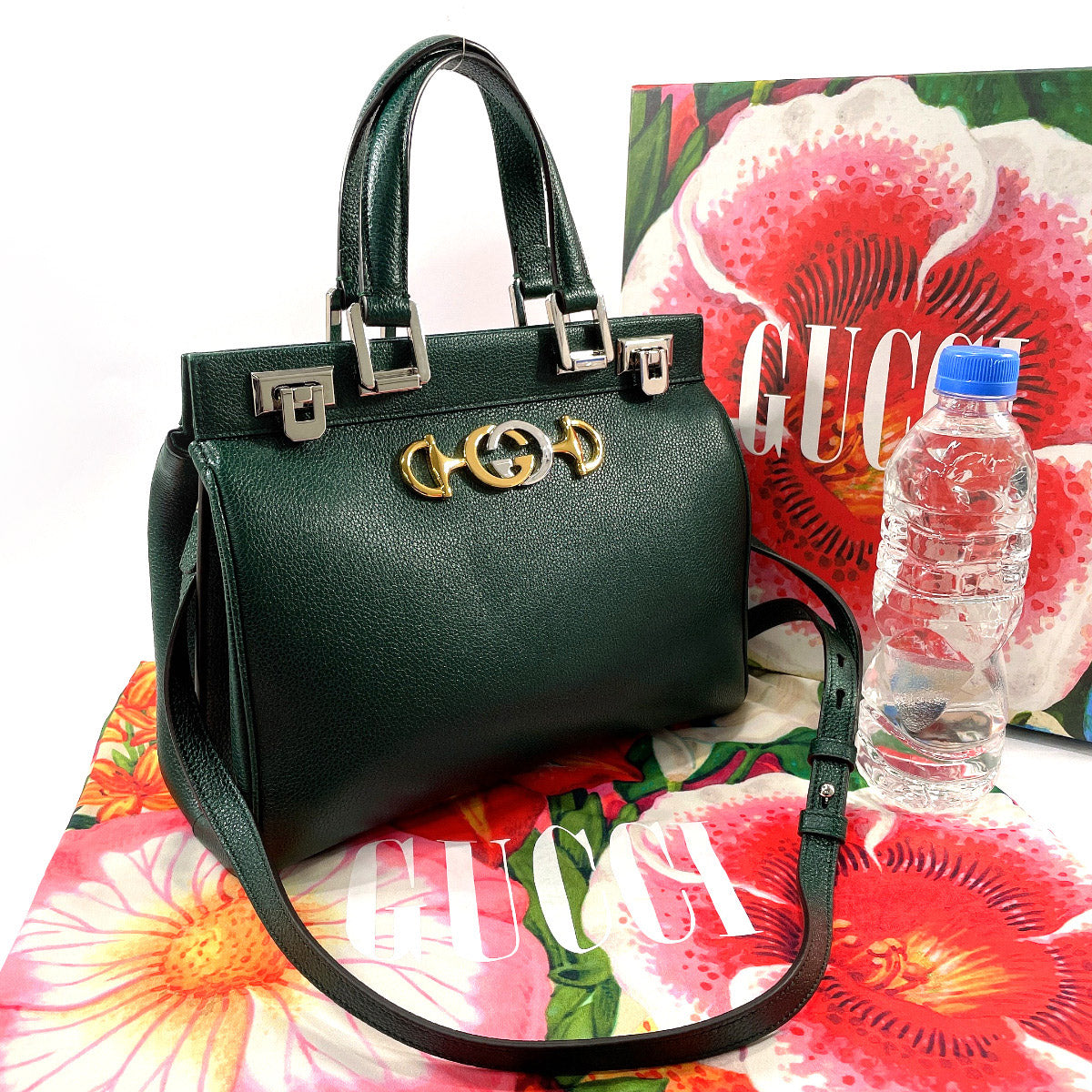 GUCCI Handbag 569712 Zumi Small leather green Women Used