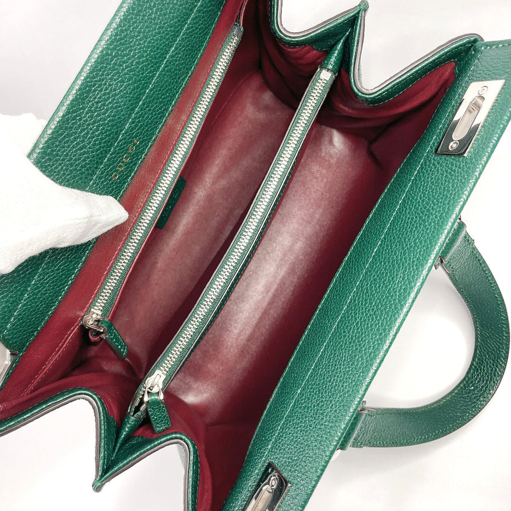 GUCCI Handbag 569712 Zumi Small leather green Women Used