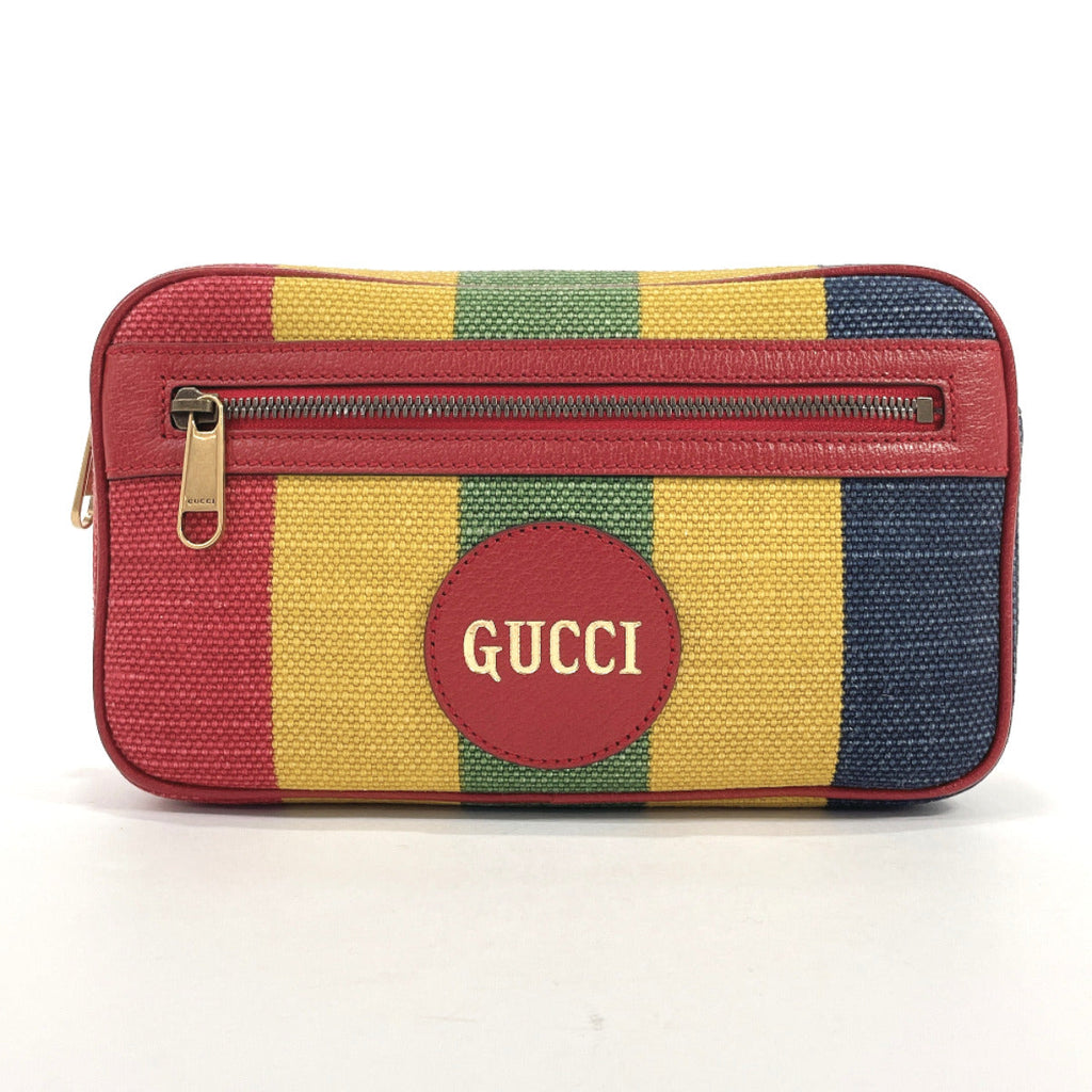 GUCCI bam bag 625895 Baiadera stripe canvas/leather multicolor unisex Used