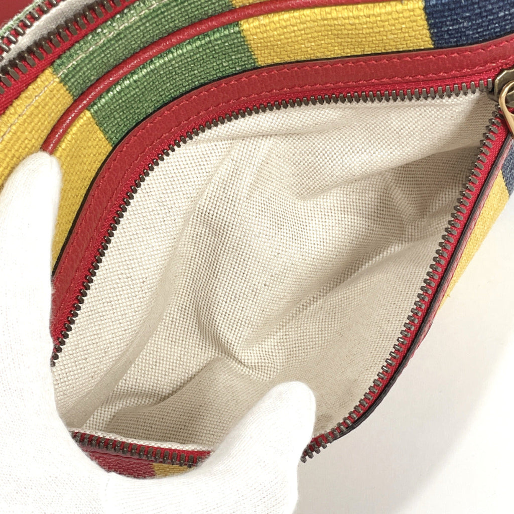 GUCCI bam bag 625895 Baiadera stripe canvas/leather multicolor unisex Used