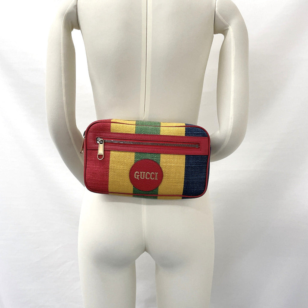 GUCCI bam bag 625895 Baiadera stripe canvas/leather multicolor unisex Used