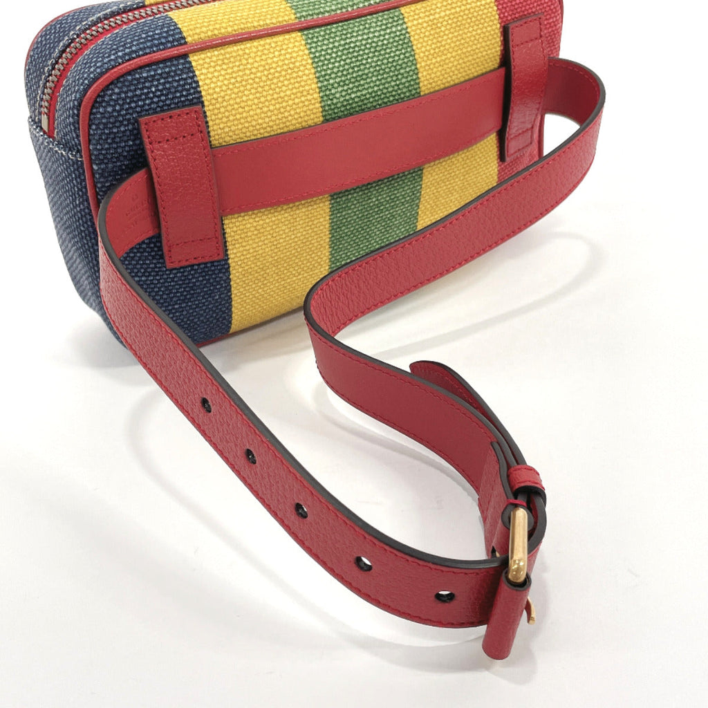 GUCCI bam bag 625895 Baiadera stripe canvas/leather multicolor unisex Used