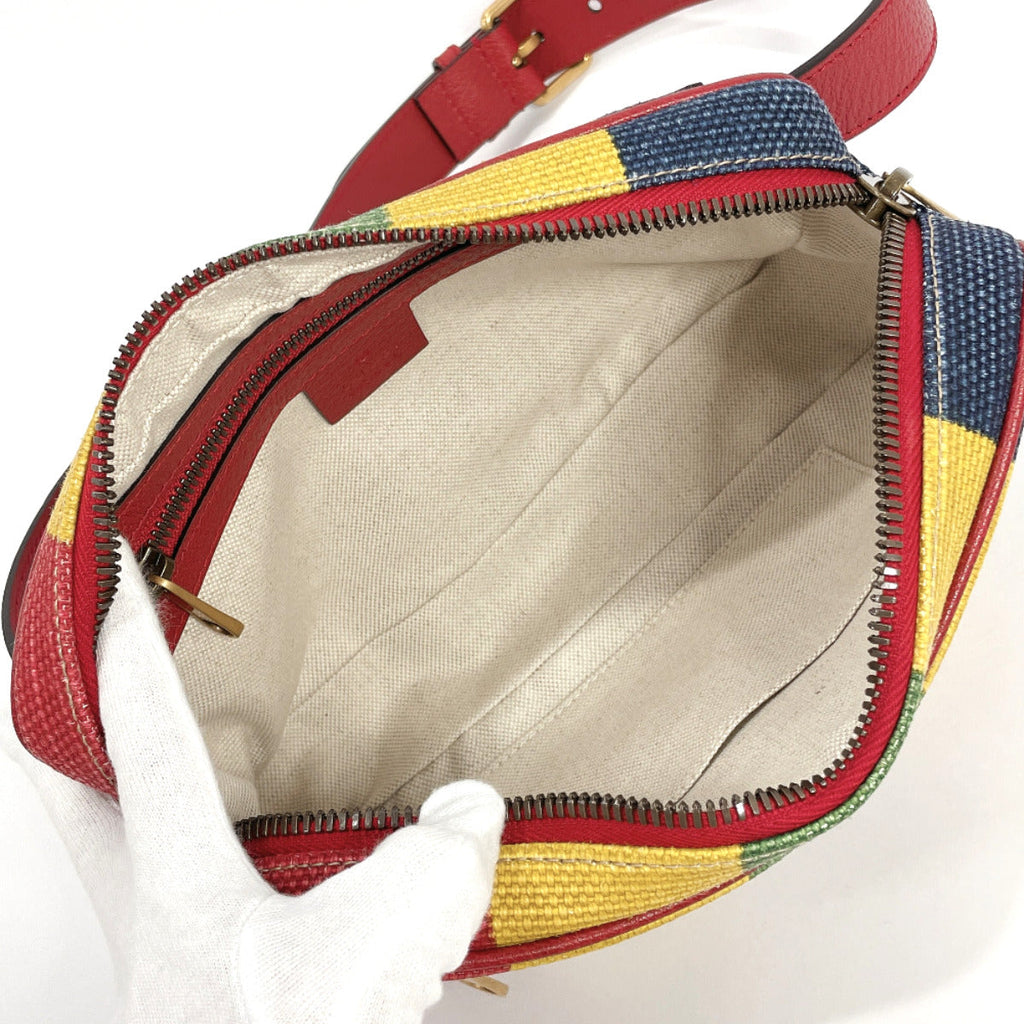 GUCCI bam bag 625895 Baiadera stripe canvas/leather multicolor unisex Used