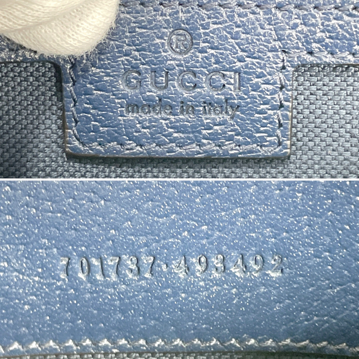 GUCCI Tote Bag 701737 Interlocking G cotton/leather Navy Navy Women Used