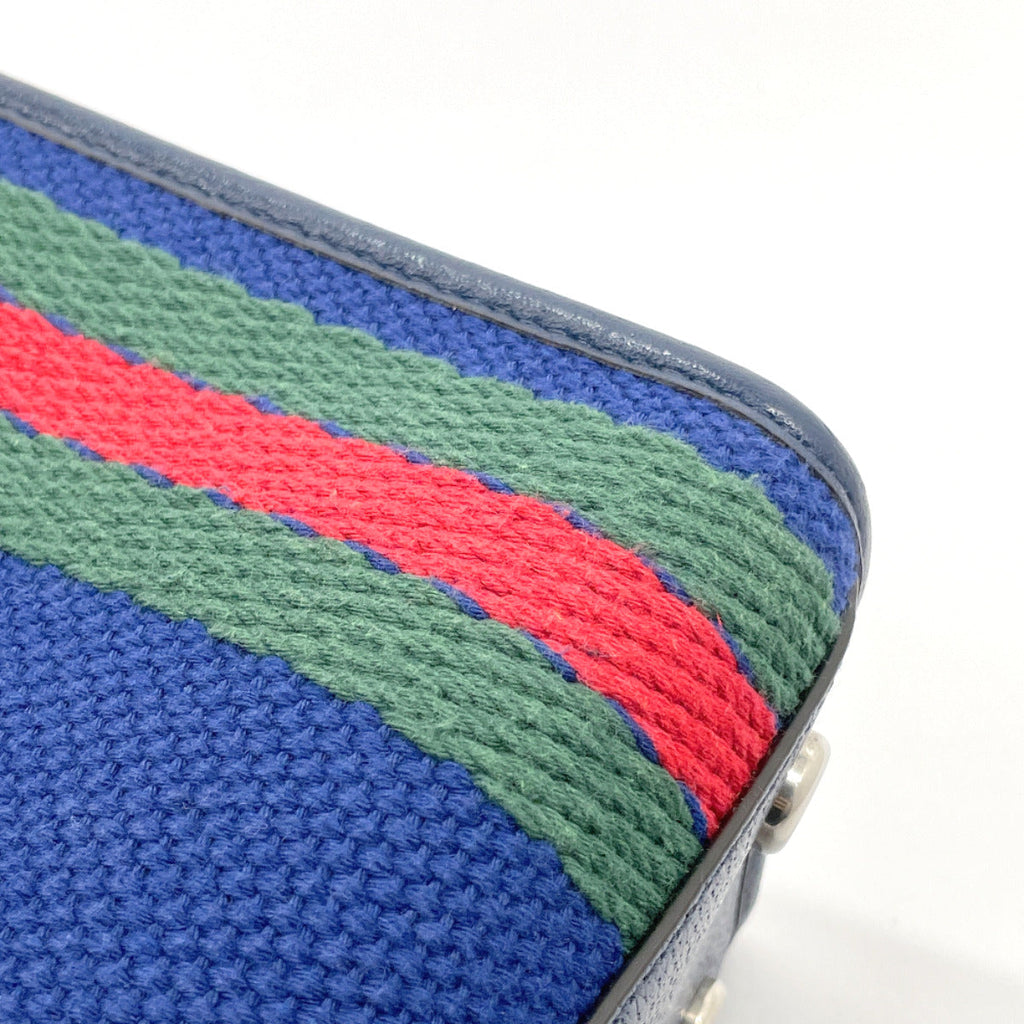 GUCCI Tote Bag 701737 Interlocking G cotton/leather Navy Navy Women Used