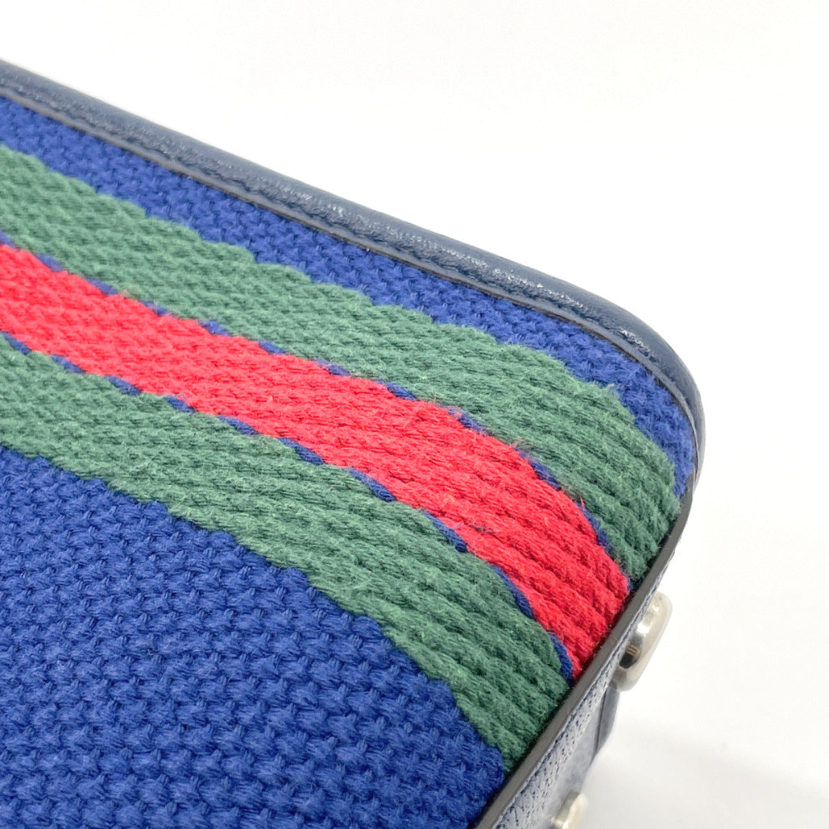 GUCCI Tote Bag 701737 Interlocking G cotton/leather Navy Navy Women Used