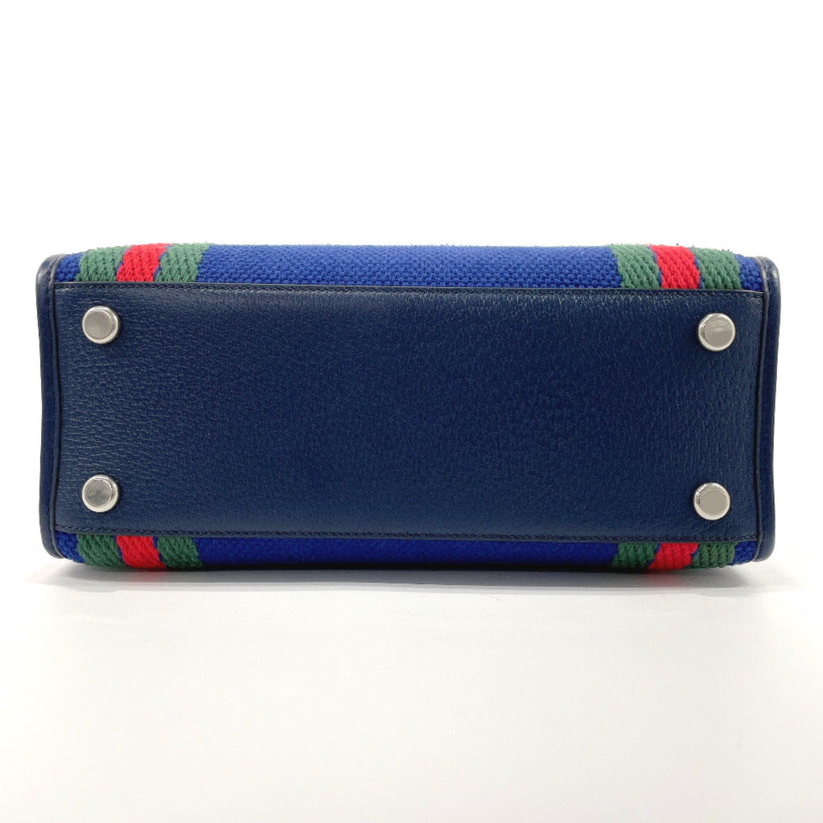 GUCCI Tote Bag 701737 Interlocking G cotton/leather Navy Navy Women Used