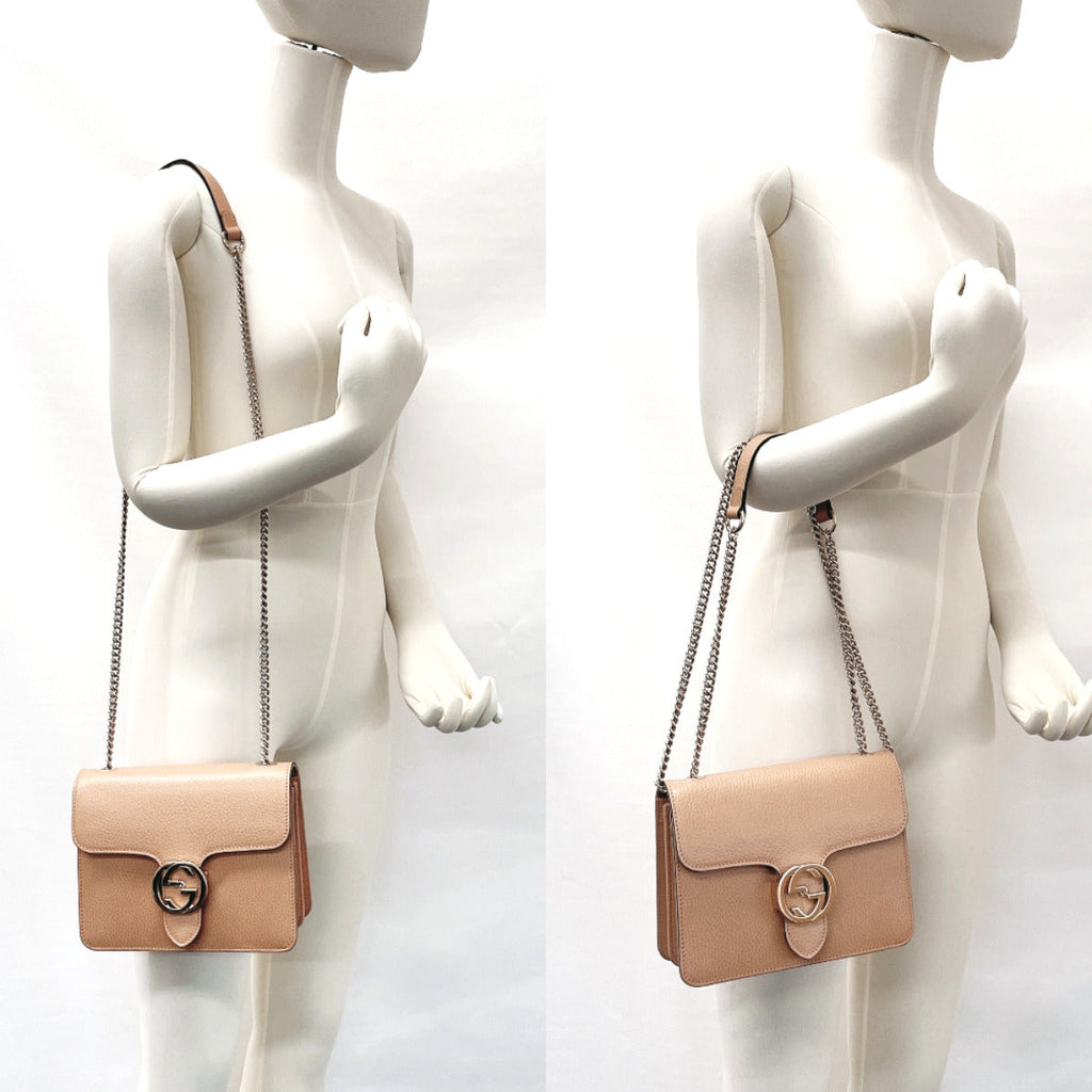 GUCCI Shoulder Bag 510304 Interlocking G ChainShoulder leather beige Women Used