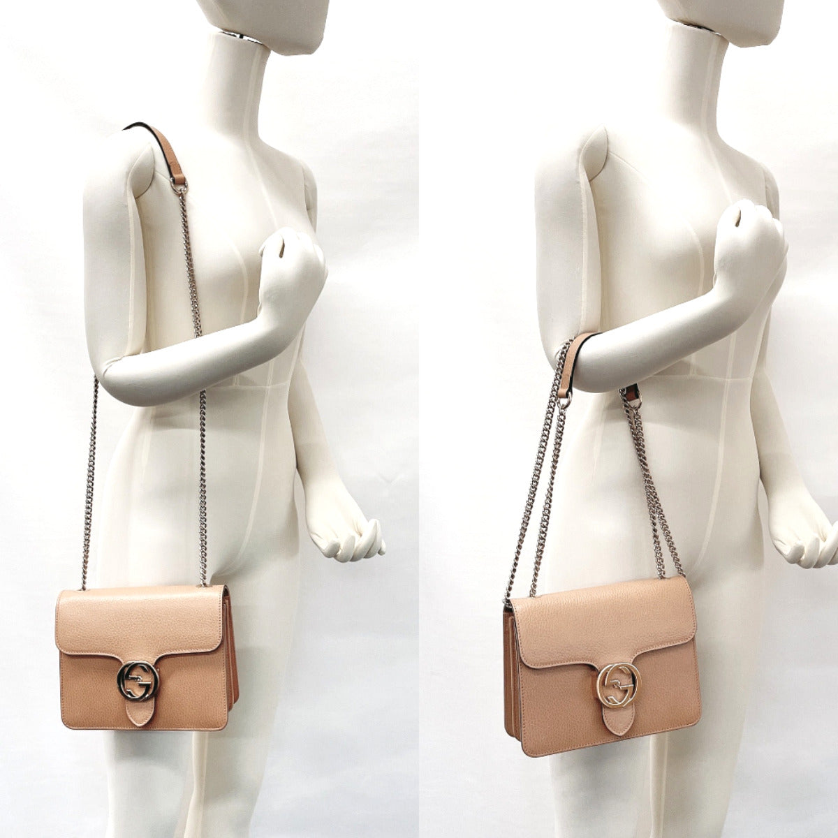 GUCCI Shoulder Bag 510304 Interlocking G ChainShoulder leather beige Women Used