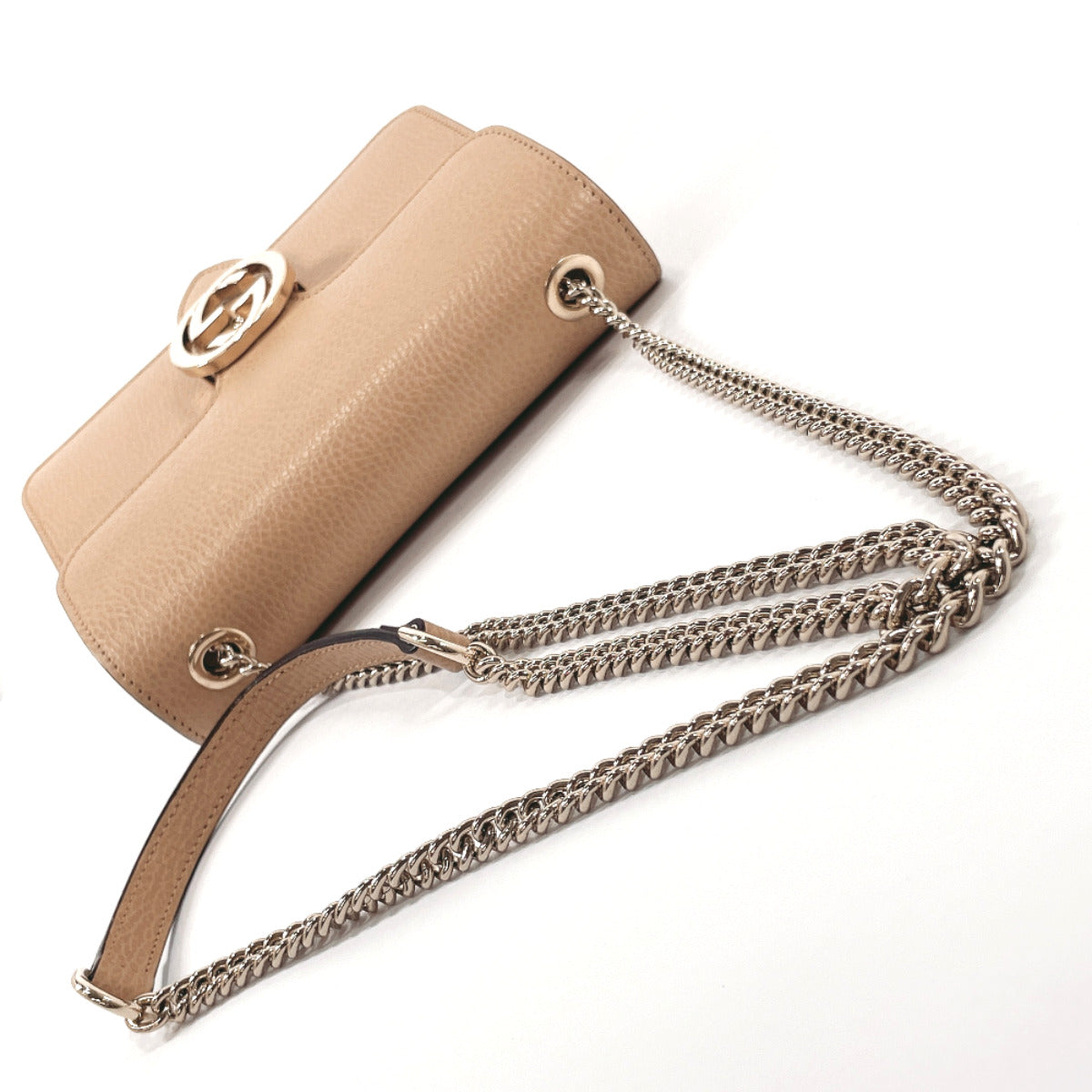 GUCCI Shoulder Bag 510304 Interlocking G ChainShoulder leather beige Women Used