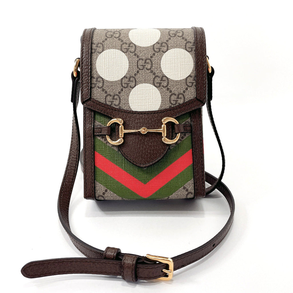 GUCCI Shoulder Bag 625615 Horsebit 1955 GG Supreme Canvas/leather Brown Women Used
