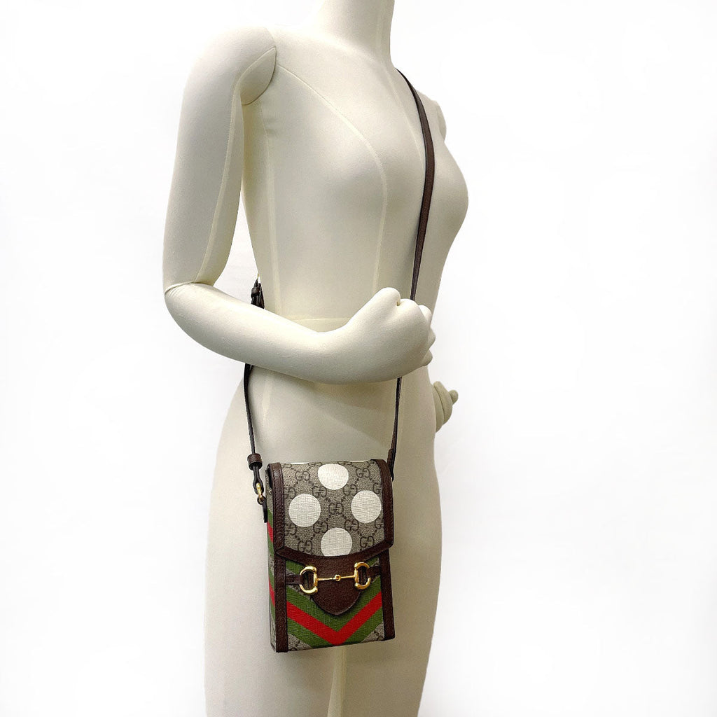 GUCCI Shoulder Bag 625615 Horsebit 1955 GG Supreme Canvas/leather Brown Women Used