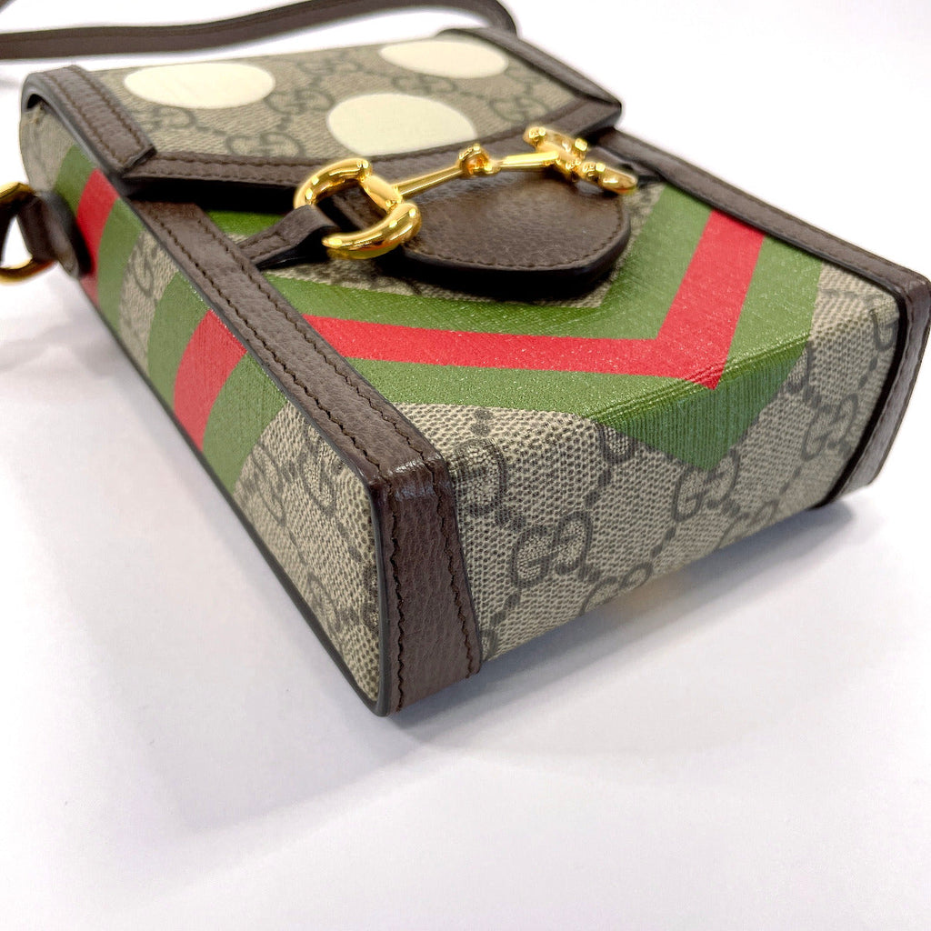 GUCCI Shoulder Bag 625615 Horsebit 1955 GG Supreme Canvas/leather Brown Women Used