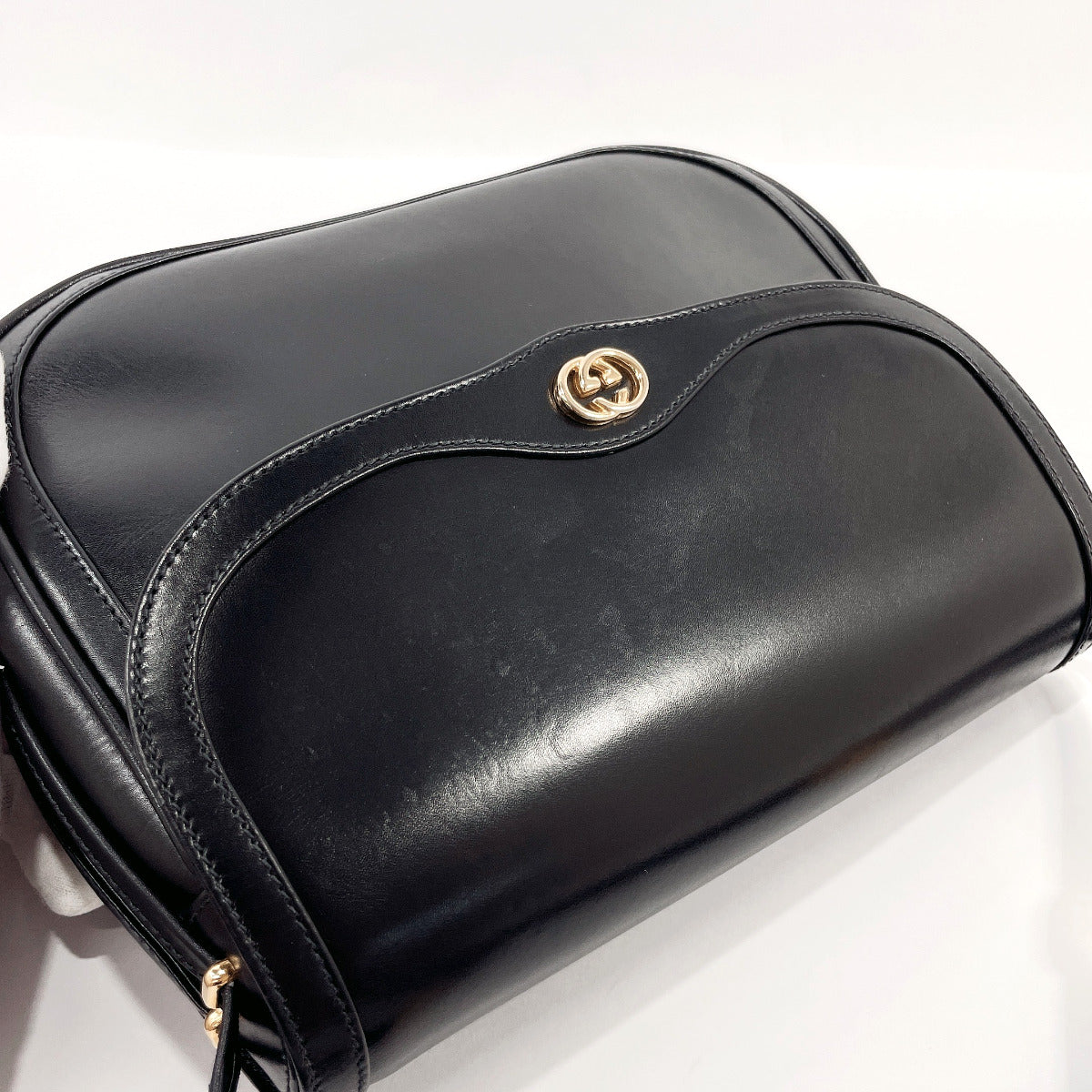 GUCCI Shoulder Bag 001・261・1070 Old Gucci leather Black Women Used