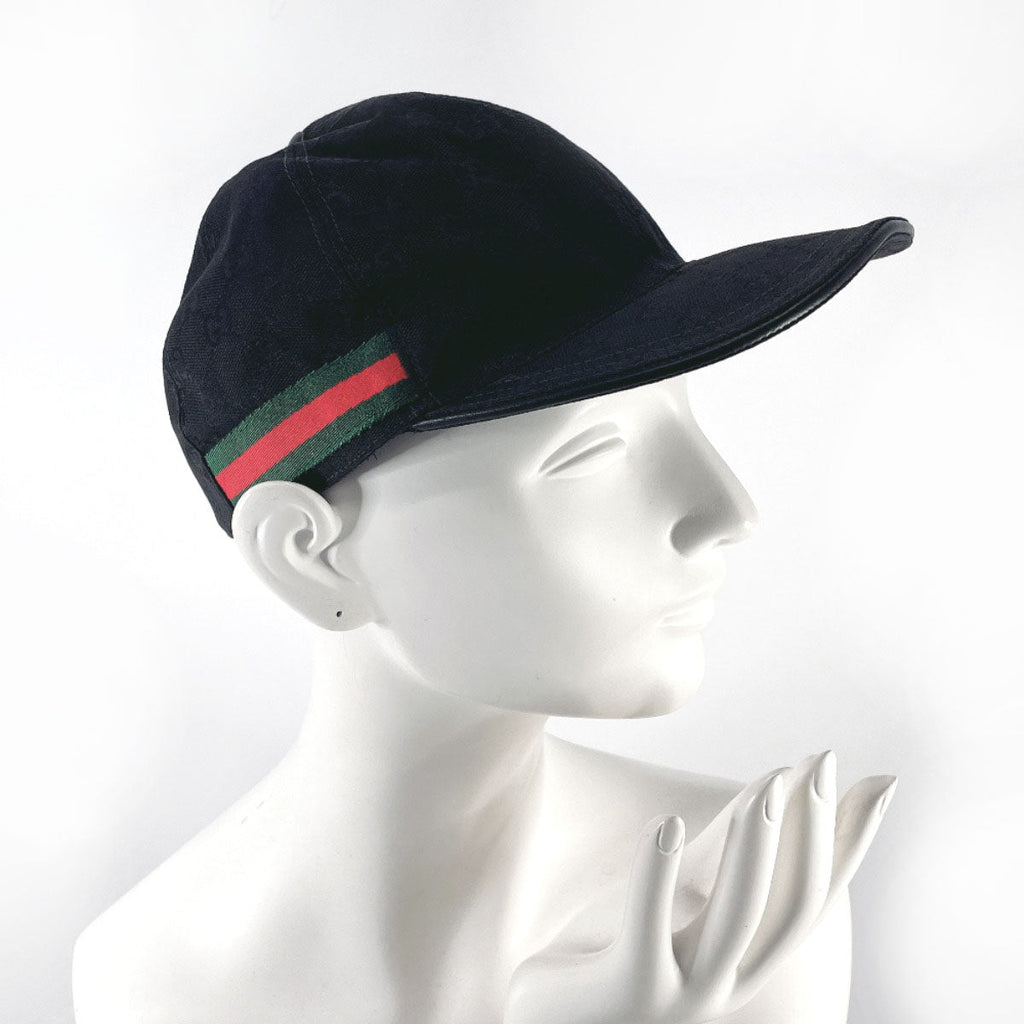 GUCCI cap 200035 Baseball cap GG canvas Black mens Used