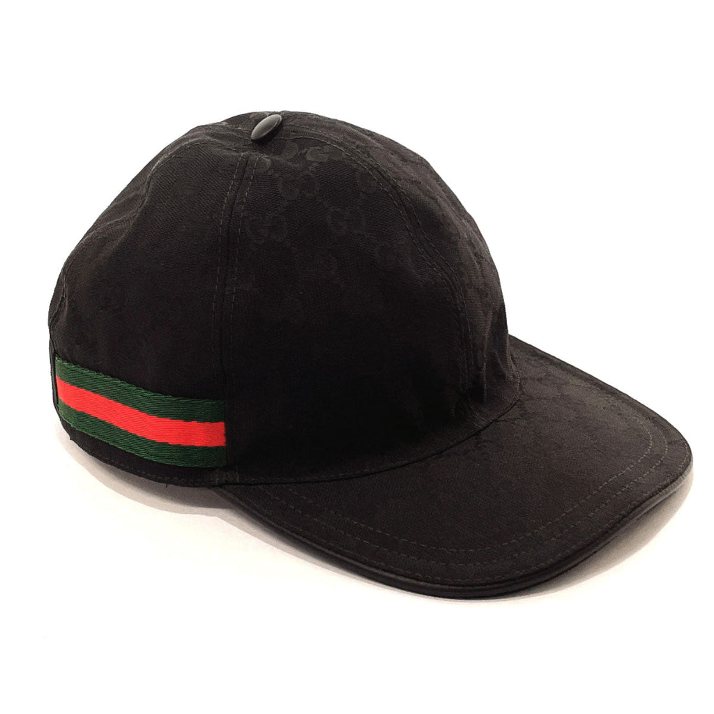 GUCCI cap 200035 Baseball cap GG canvas Black mens Used