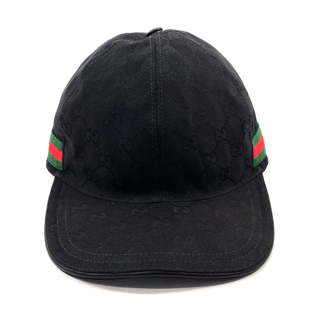 GUCCI cap 200035 Baseball cap GG canvas Black mens Used
