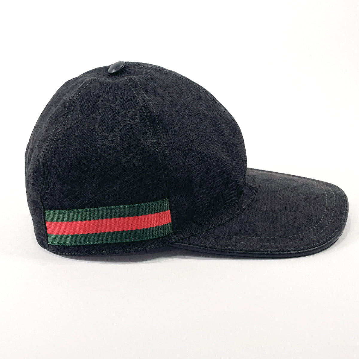 GUCCI cap 200035 Baseball cap GG canvas Black mens Used