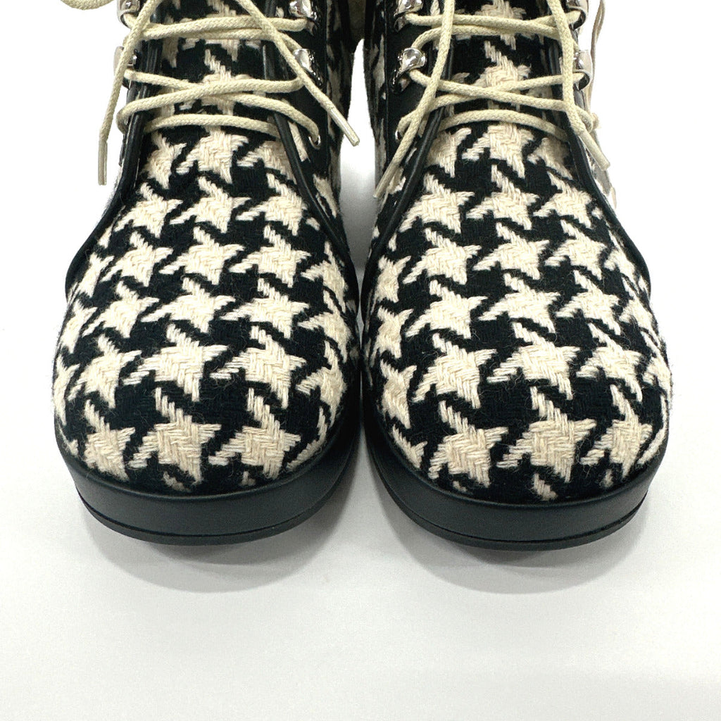 GUCCI boots 591039 Houndstooth wool/Fake fur Black Black Women New