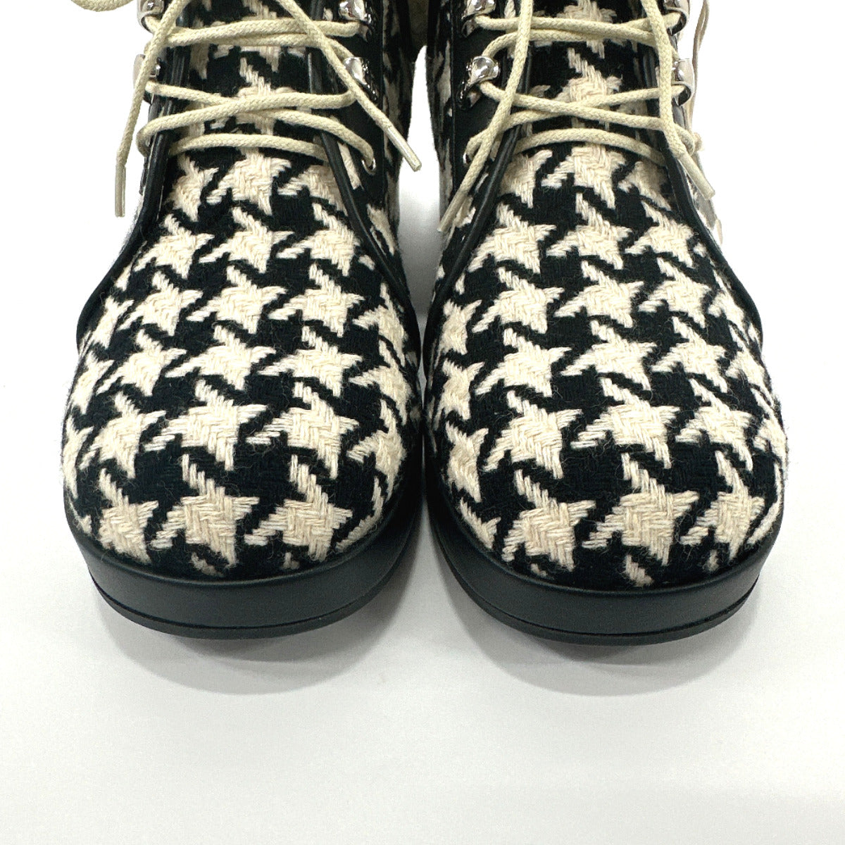 GUCCI boots 591039 Houndstooth wool/Fake fur Black Black Women New