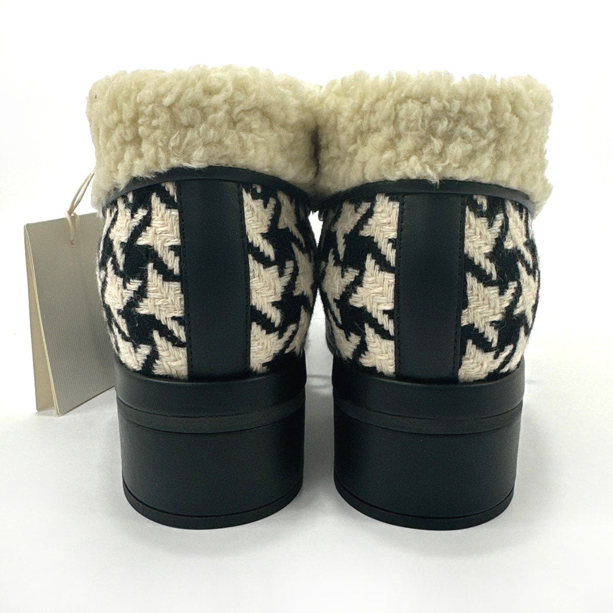 GUCCI boots 591039 Houndstooth wool/Fake fur Black Black Women New