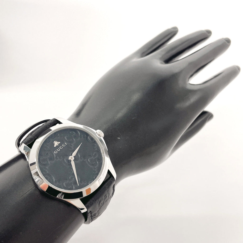 GUCCI Watches YA1264031 G-Timeless Bee 126.4 Stainless Steel/leather Black Black mens Used