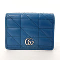 GUCCI wallet 466492 GG Marmont Compact wallet leather blue Women Used