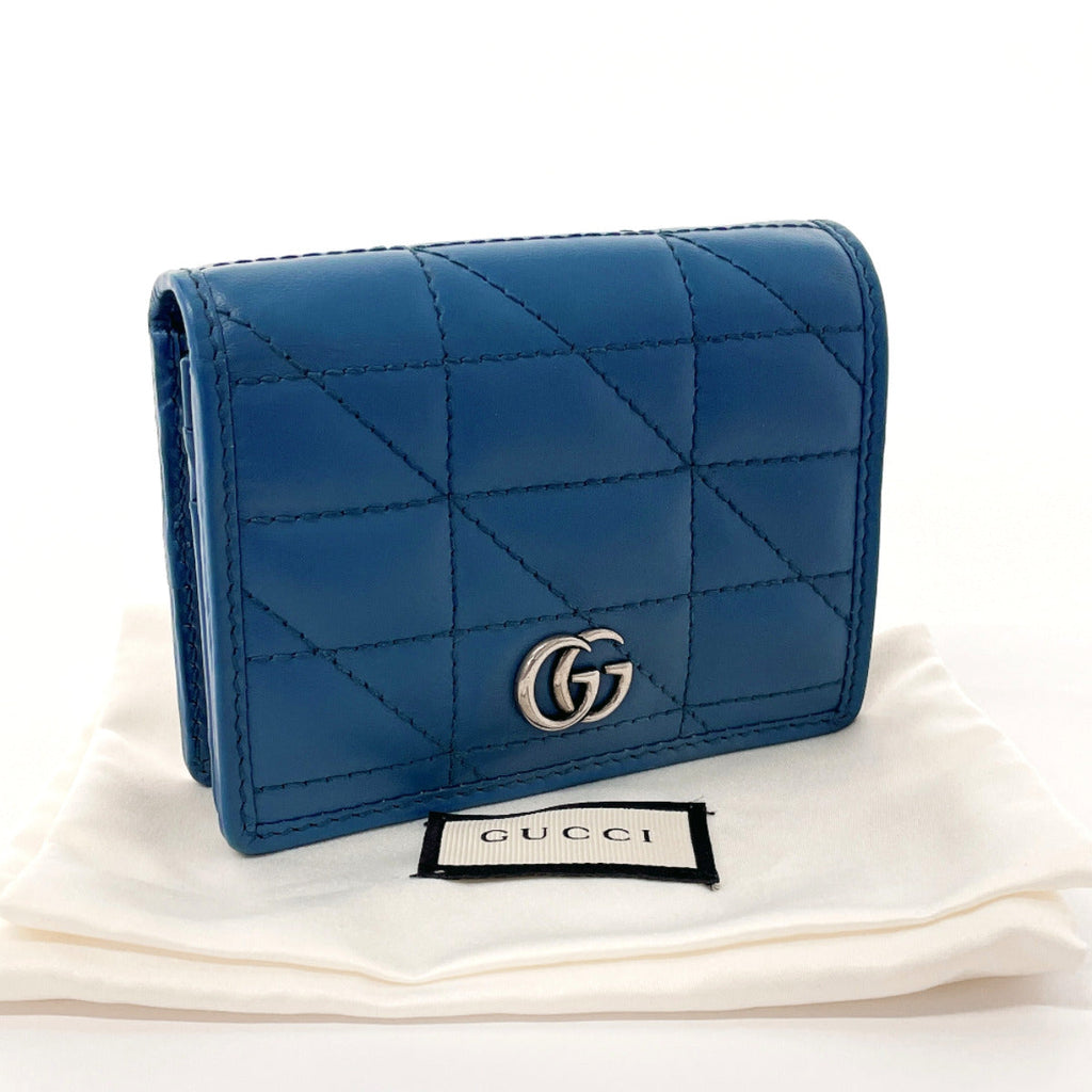 GUCCI wallet 466492 GG Marmont Compact wallet leather blue Women Used