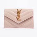Saint Laurent Cassandre Envelope Wallet Pale Pink Matelasse Leather Small