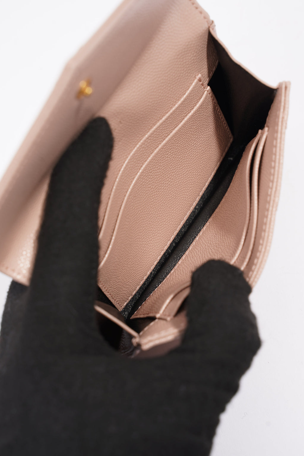 Saint Laurent Cassandre Envelope Wallet Pale Pink Matelasse Leather Small