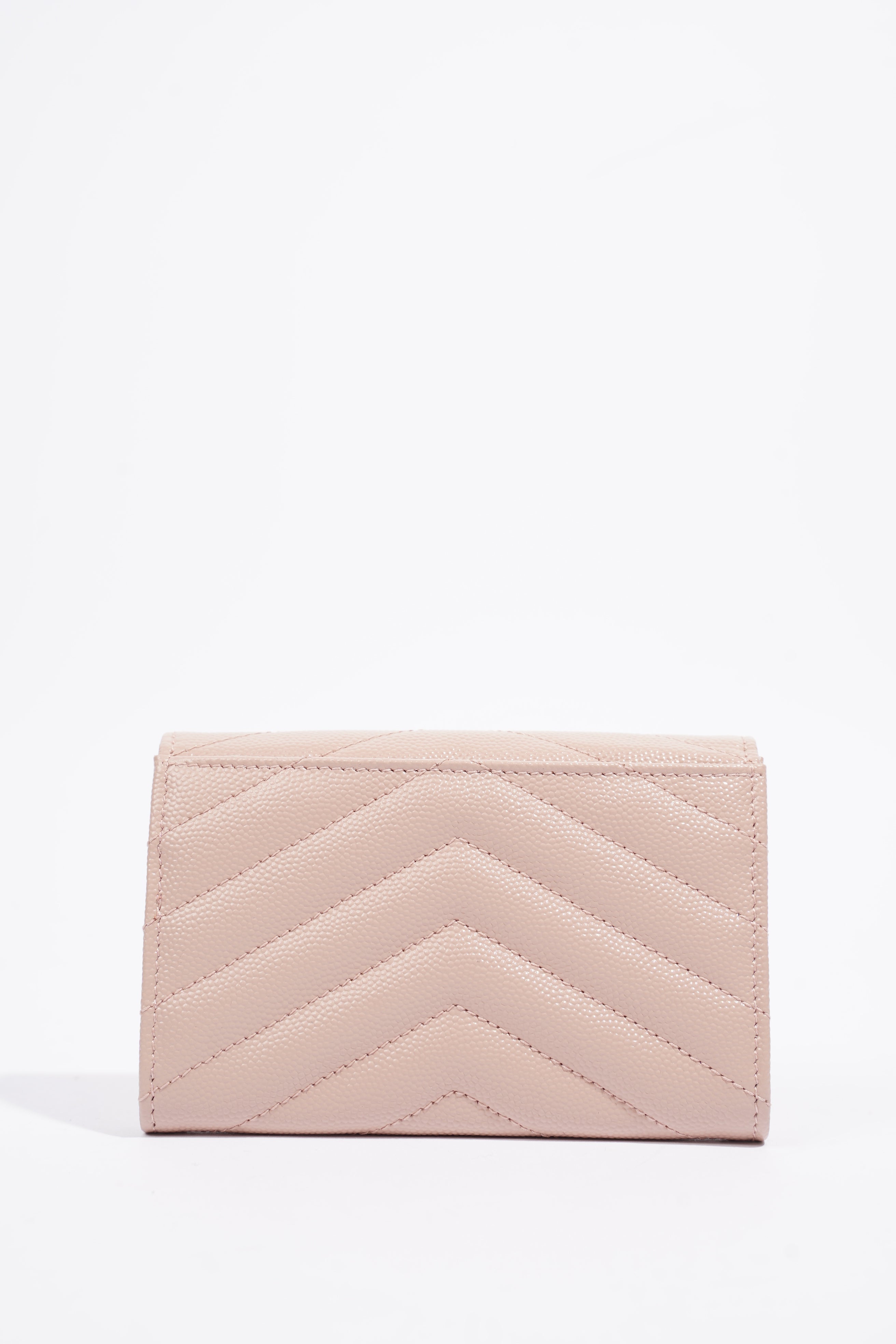 Saint Laurent Cassandre Envelope Wallet Pale Pink Matelasse Leather Small