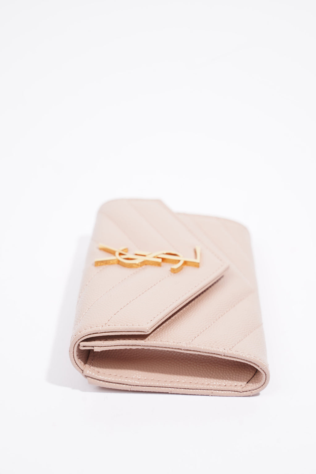 Saint Laurent Cassandre Envelope Wallet Pale Pink Matelasse Leather Small