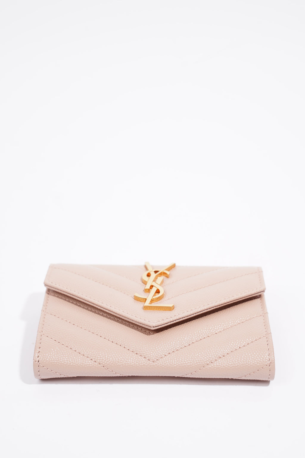 Saint Laurent Cassandre Envelope Wallet Pale Pink Matelasse Leather Small