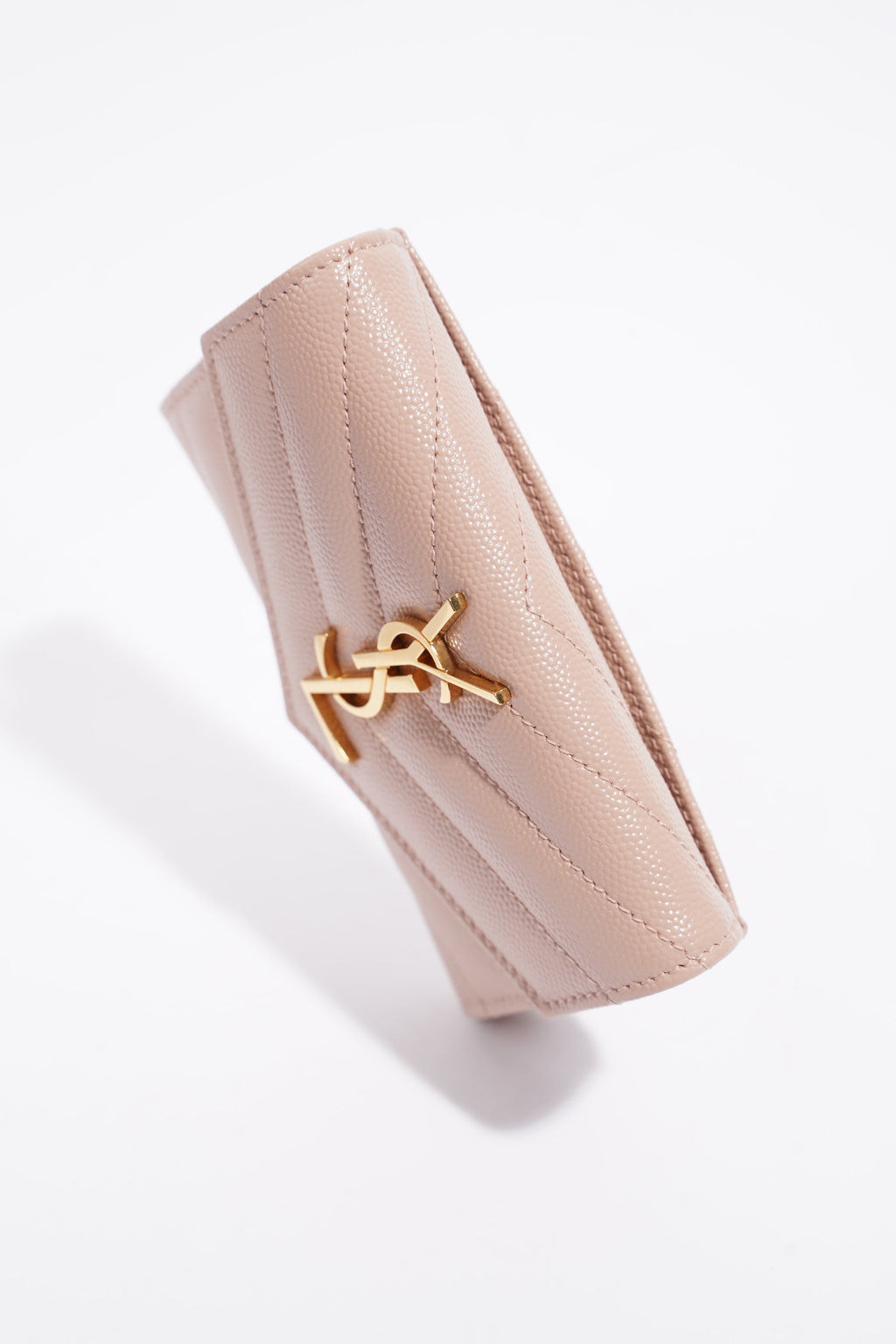 Saint Laurent Cassandre Envelope Wallet Pale Pink Matelasse Leather Small