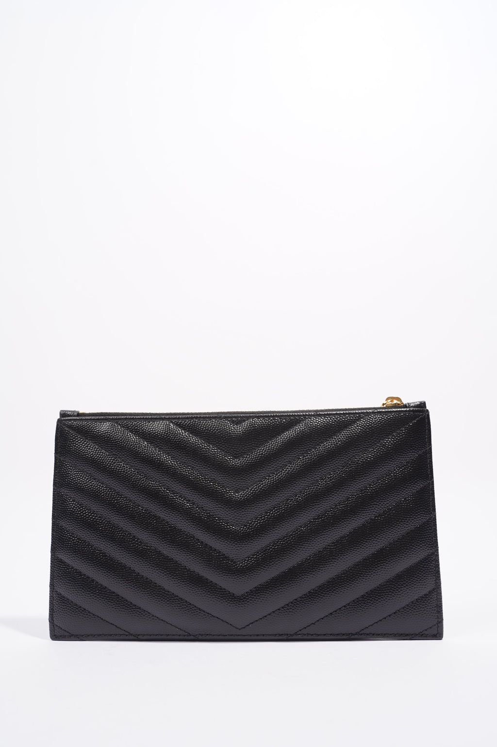 Saint Laurent Zip Bill Pouch Black Matelasse Leather Medium