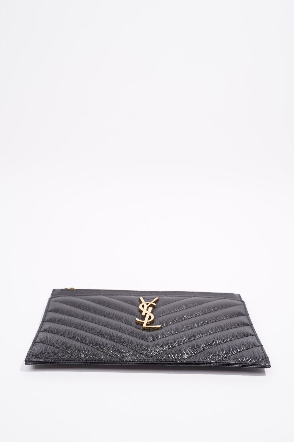 Saint Laurent Zip Bill Pouch Black Matelasse Leather Medium