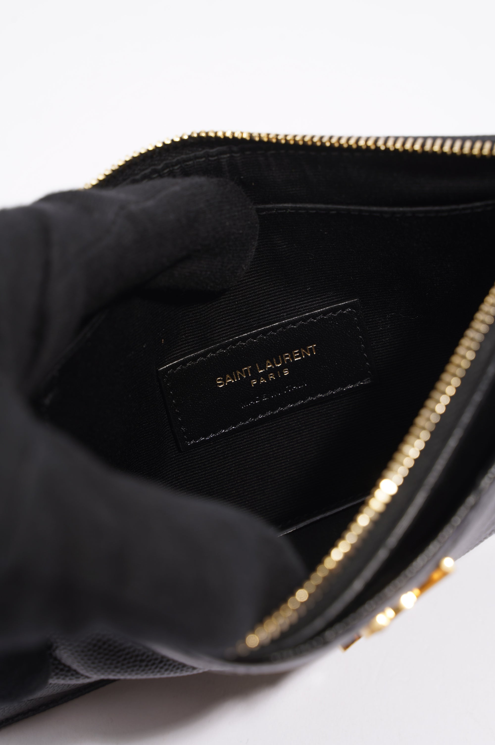 Saint Laurent Zip Bill Pouch Black Matelasse Leather Medium