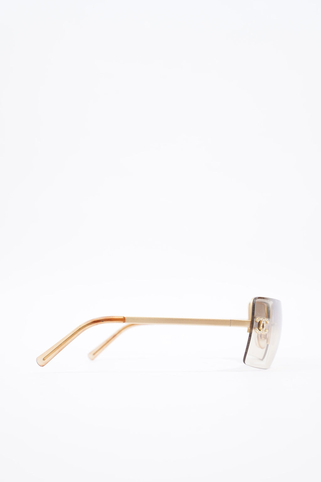 Chanel CC Logo Rhinestone Sunglasses Gold Base Metal 62mm 15mm