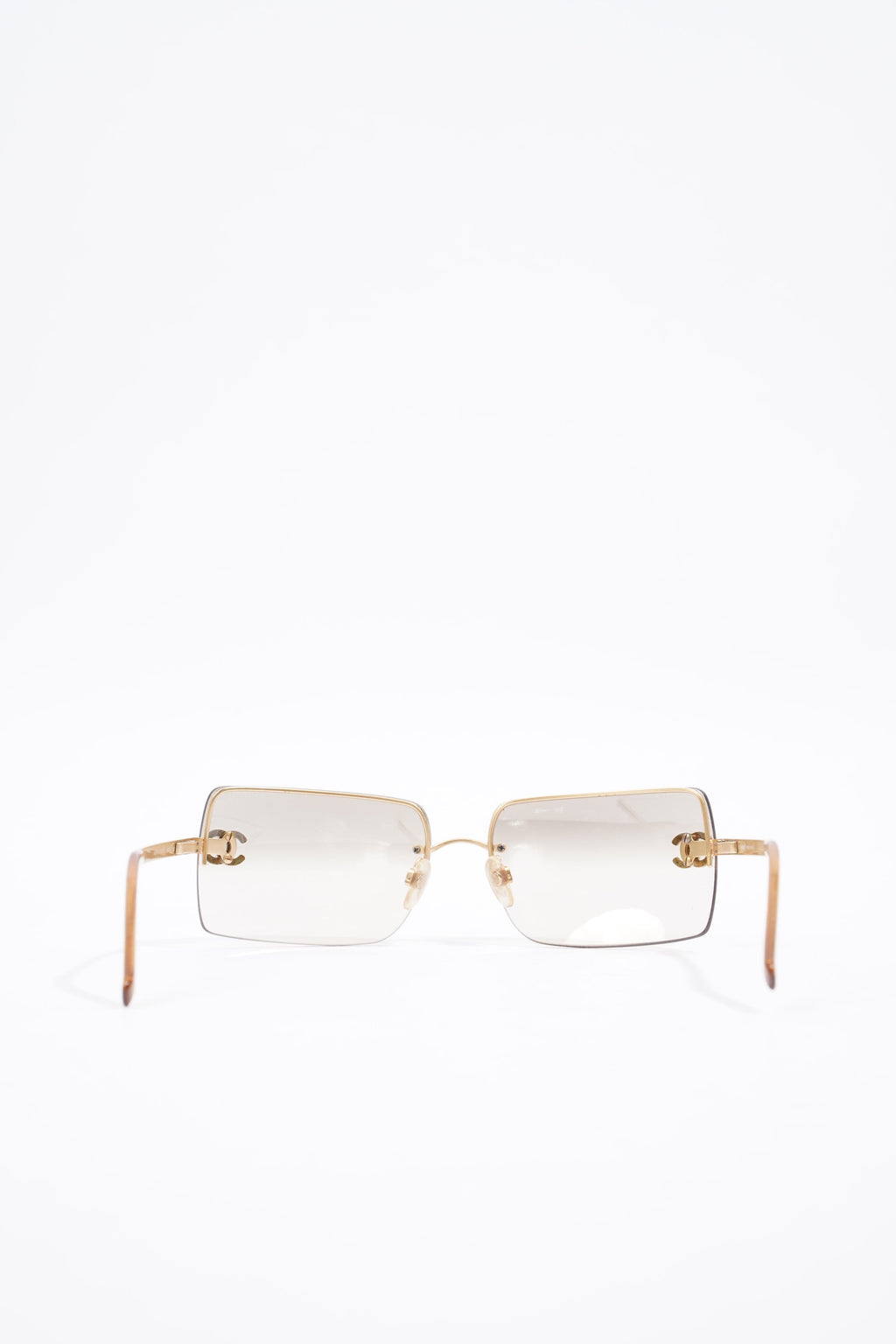 Chanel CC Logo Rhinestone Sunglasses Gold Base Metal 62mm 15mm