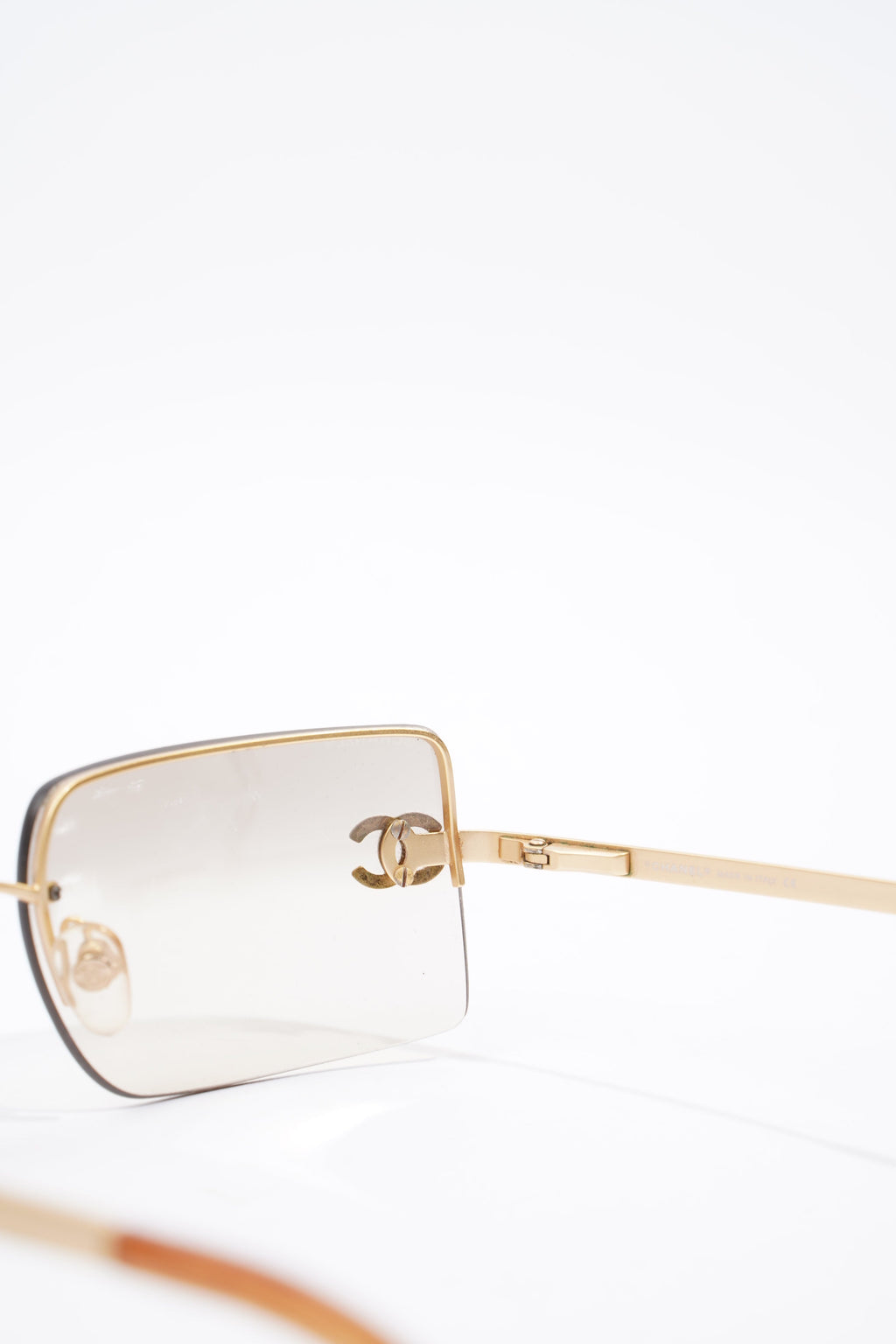 Chanel CC Logo Rhinestone Sunglasses Gold Base Metal 62mm 15mm