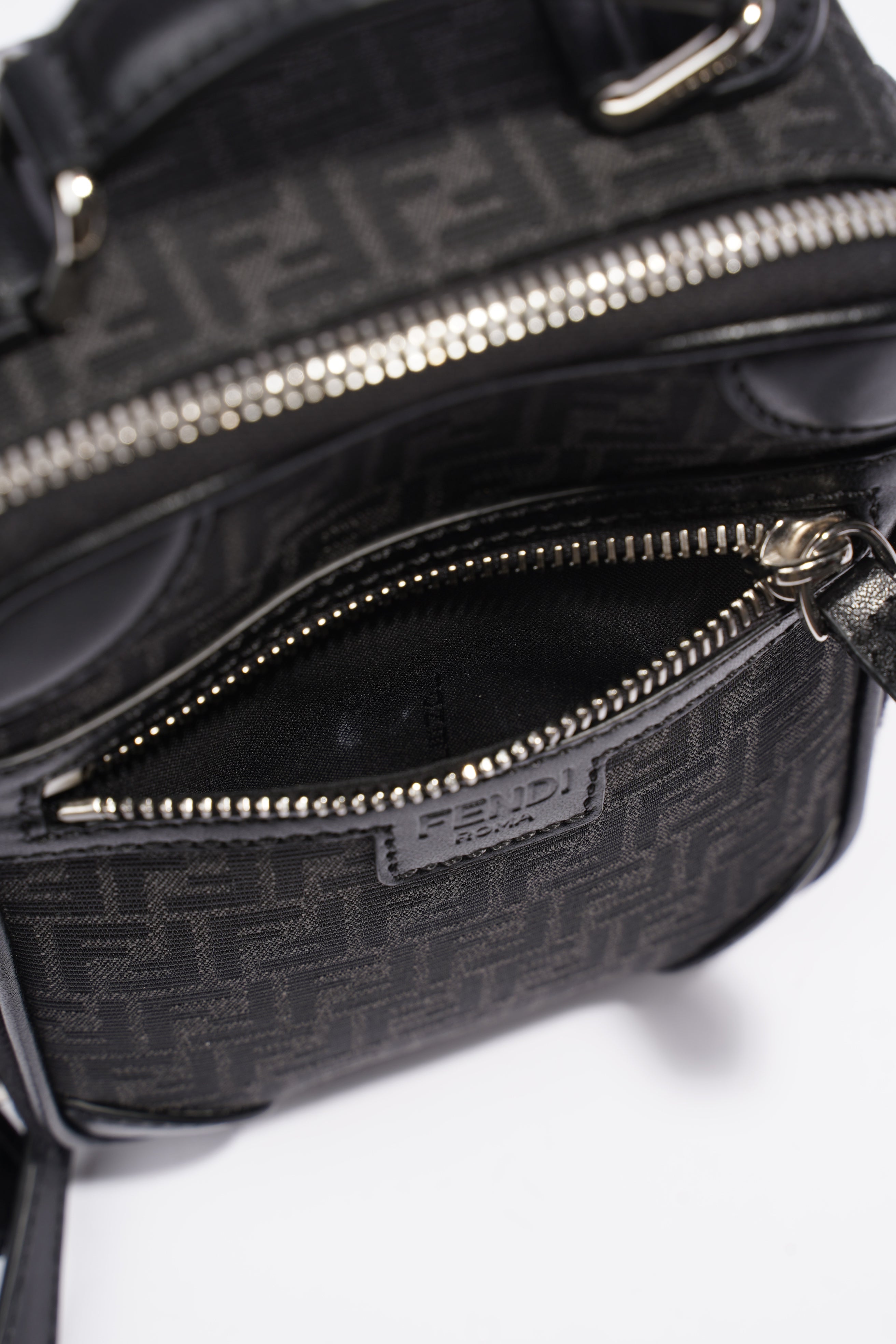 Fendi Travel Mini Bag Jacquard Micro FF Black Fabric