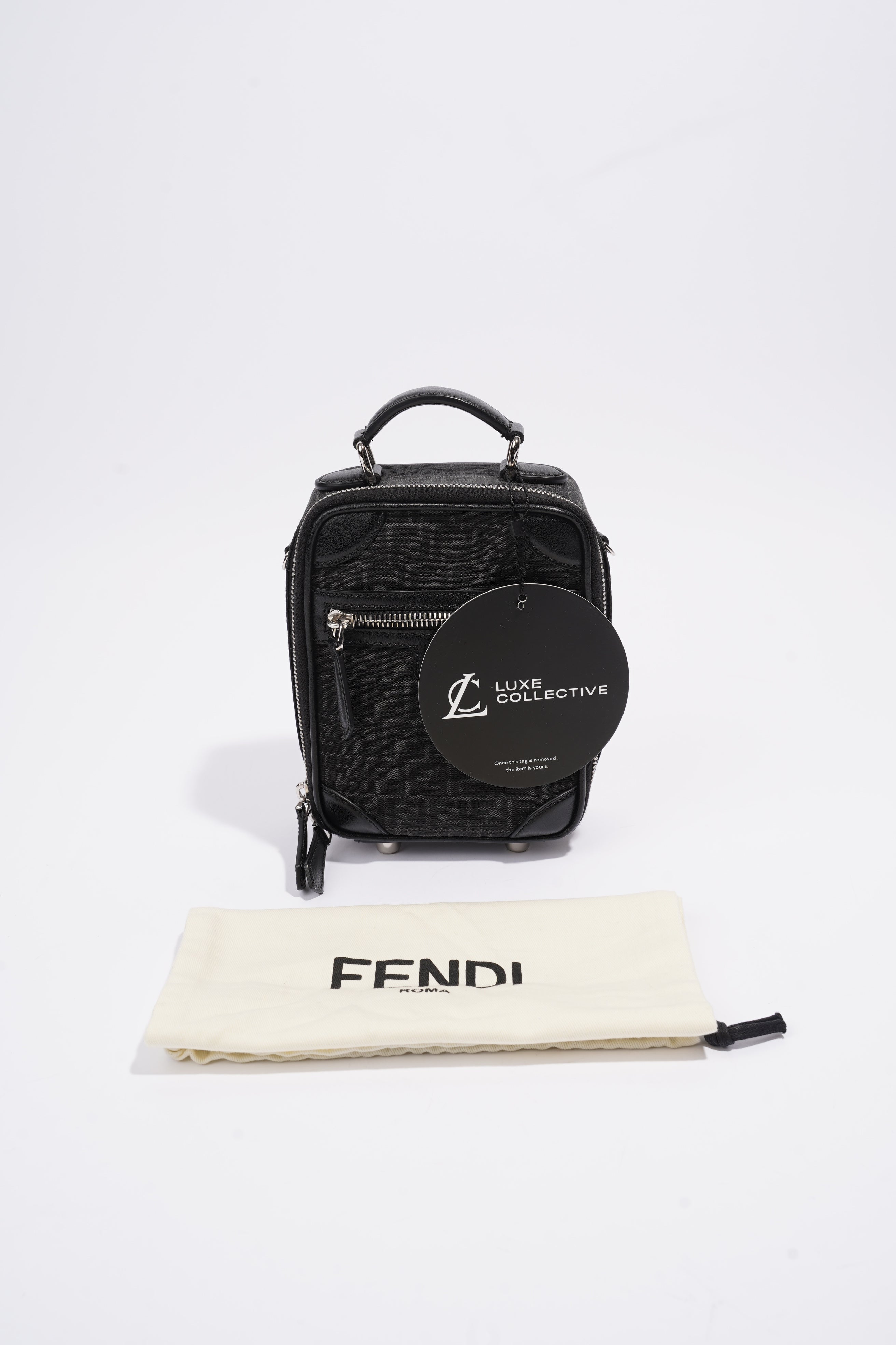 Fendi Travel Mini Bag Jacquard Micro FF Black Fabric