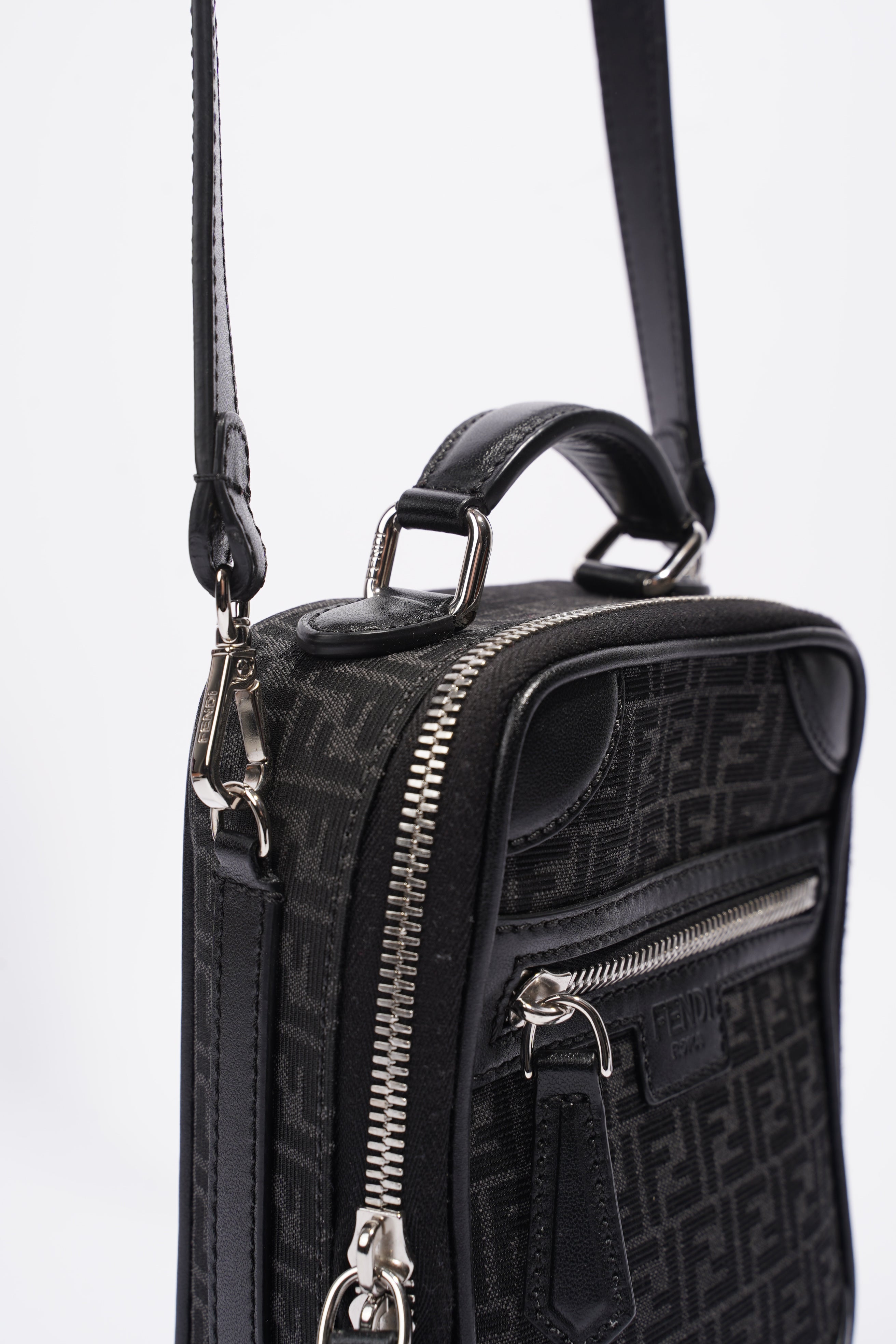 Fendi Travel Mini Bag Jacquard Micro FF Black Fabric