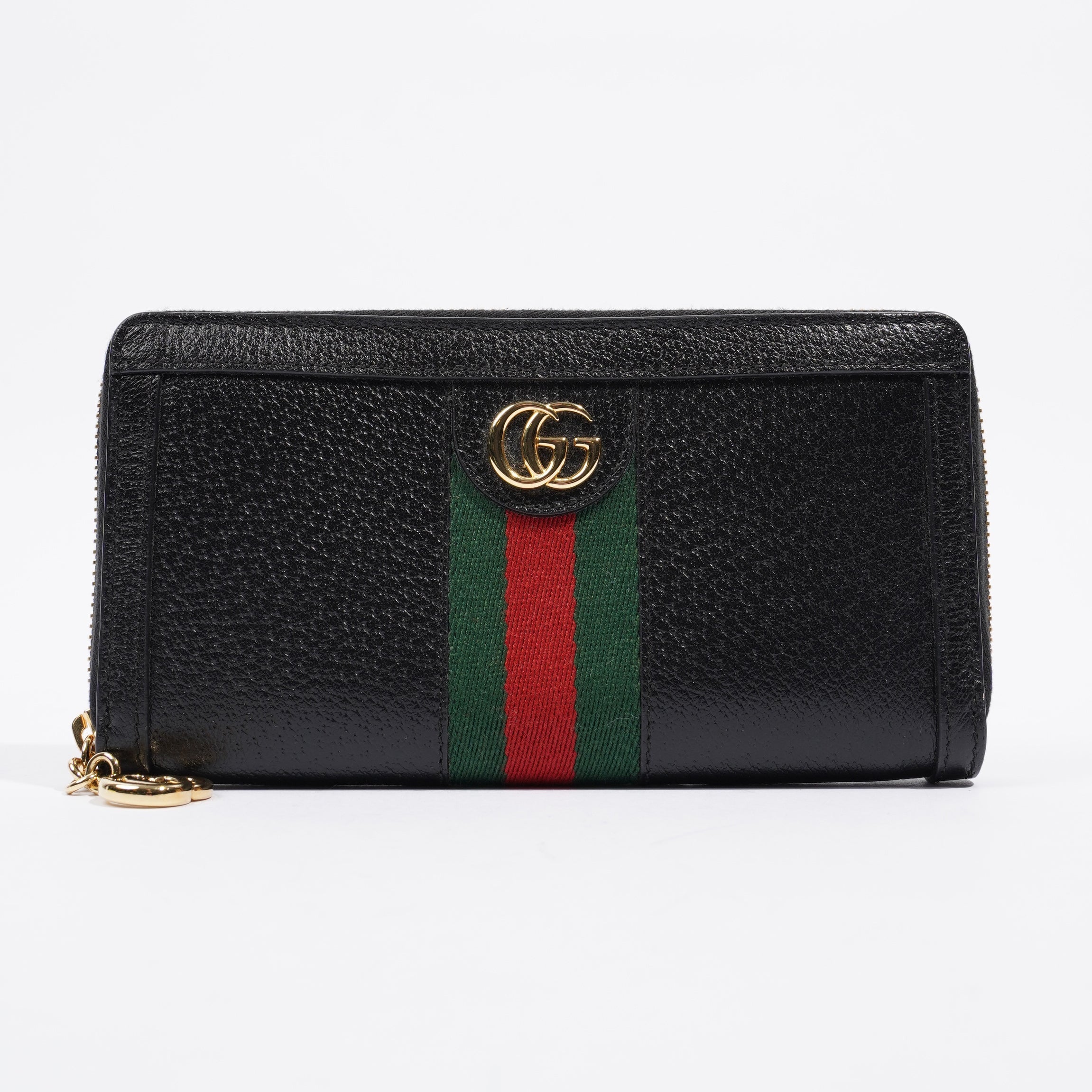 Gucci Ophidia Web Wallet Black / Red / Green Grained Leather